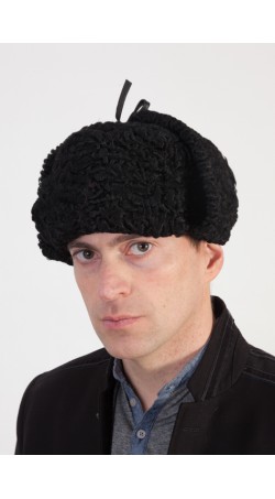 Black karakul fur hat - Russian style